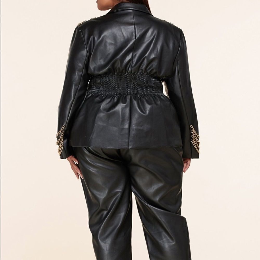 New Plus Size Vegan Leather Pantsuit L'atise by Amy - Picture 10 of 14